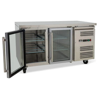 AG Two Door Commercial Glass Door Worktop / Under Bench Display Fridge 700mm Depth- AG Equipment AG-GNX2100TNG