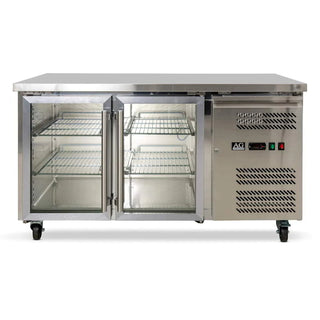 AG Two Door Commercial Glass Door Worktop / Under Bench Display Fridge 700mm Depth- AG Equipment AG-GNX2100TNG