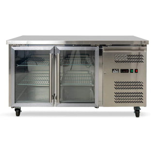 AG Two Door Commercial Glass Door Worktop / Under Bench Display Fridge 700mm Depth- AG Equipment AG-GNX2100TNG