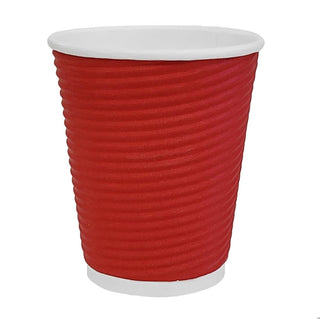 Fiesta Recyclable Takeaway Coffee Cups Ripple Wall Red 225ml (Pack of 25) - GP424