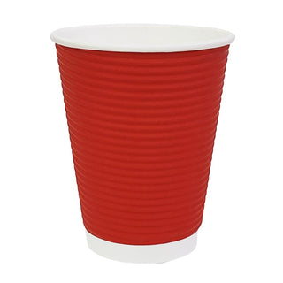 Fiesta Recyclable Takeaway Coffee Cups Ripple Wall Red 340ml (Pack of 25) - GP425