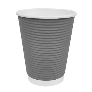 Fiesta Recyclable Takeaway Coffee Cups Ripple Wall Charcoal 225ml (Pack of 500) - GP433