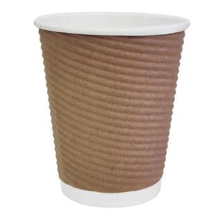 Fiesta Recyclable Takeaway Coffee Cups Ripple Wall Kraft 225ml (Pack of 25) - GP443