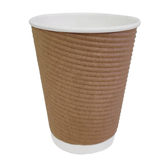 Fiesta Recyclable Takeaway Coffee Cups Ripple Wall Kraft 340ml (Pack of 25) - GP445