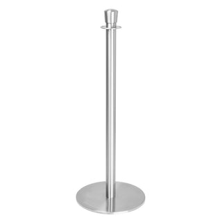 Bolero Flat Base Barrier Posts Brushed Stainless Steel (2 pack) - GP639