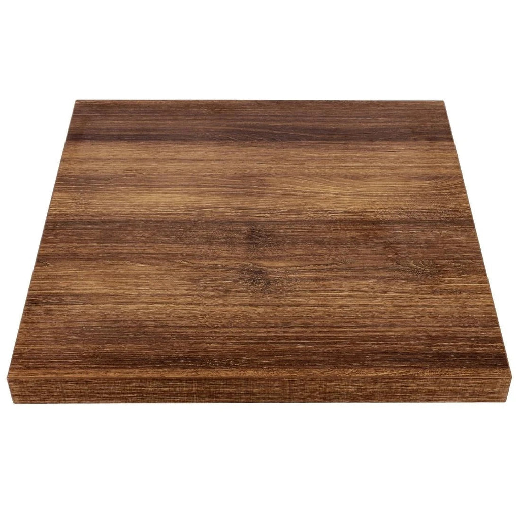 Pre-drilled Square Table Top Rustic Oak 600mm- Bolero GR324