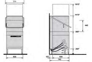 Ecomaxplus Hood Dishwasher - H615- Hobart HB-ECOMAXPLUSH615