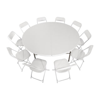 Round Centre Folding Table 6ft White- Bolero HC270