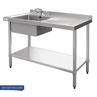 Vogue Single Bowl Sink R/H Drainer - 1200mm 90mm Drain