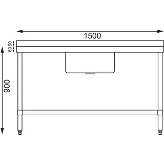 Single Bowl Sink Double Drainer - 1500mm 90mm Drain- Vogue HC906