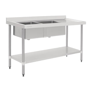 Vogue Double Bowl Sink R/H Drainer - 1800mm 90mm Drain - HC907