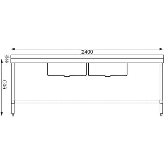 Double Bowl Sink Double Drainer - 2400mm 90mm Drain- Vogue HC909