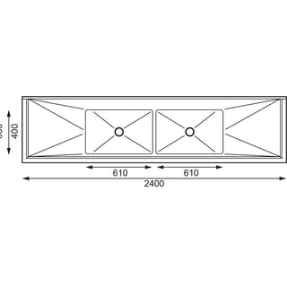 Double Bowl Sink Double Drainer - 2400mm 90mm Drain- Vogue HC909