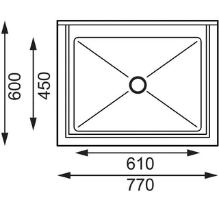 St/St Deep Pot Sink - 770mm (w) x 600mm (d)  90mm Drain- Vogue HC910