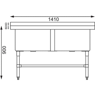 Double Deep Pot Sink 90mm Drain- Vogue HC911