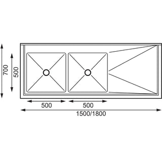 Double Bowl Sink R/H Drainer- Vogue HC916