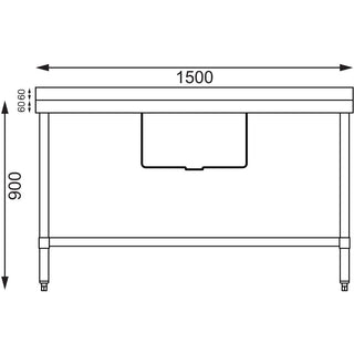 Single Bowl Sink Double Drainer - 1500mm x 700mm 90mm Drain- Vogue HC918