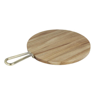 Olympia Round Paddle Board Acacia Wood With Metal Handle 505x356mm - HX390