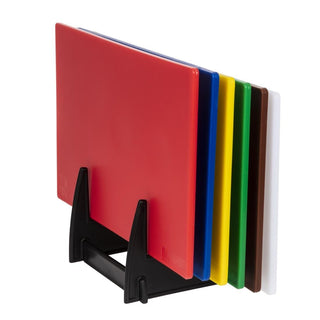 Standard Low Density Set of 6 Chopping Boards with Rack - 10x300x450mm- Hygiplas FY329