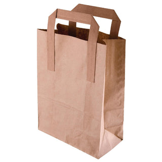 Fiesta Recyclable Flat Handle Brown Paper Bags Large (250 Pack) - JA529