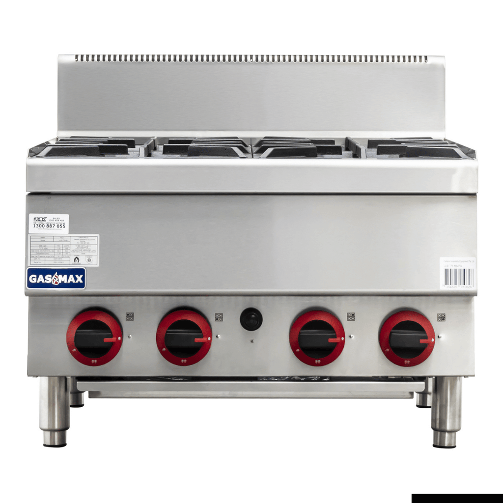 GasMax Benchtop Natural Gas 4 Burner Cooktop W/ Splashback JUS-TR-4B