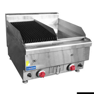 GasMax JUS-TRGH60E Benchtop Combo 1/2 Char & 1/2 Griddle - Natural Gas/LPG