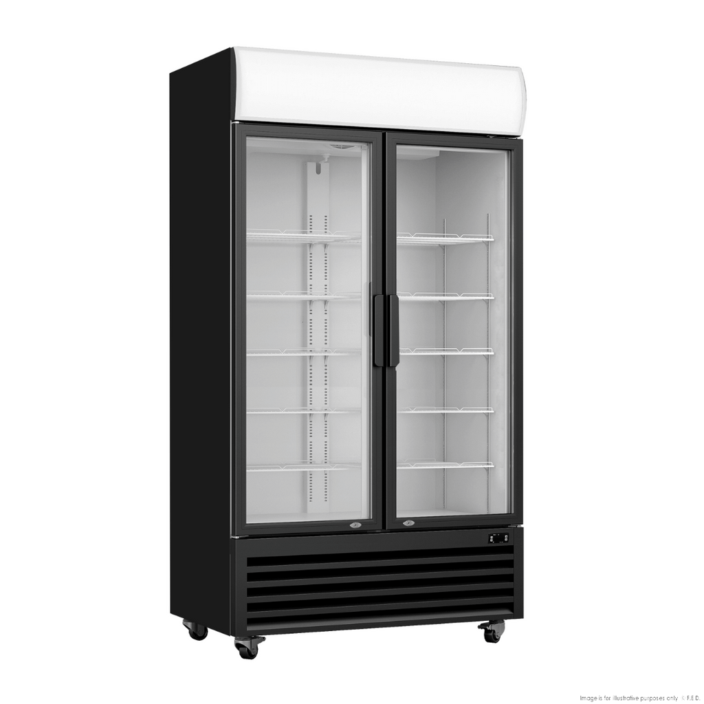 Thermaster Large Two Glass Door Colourbond Upright Drink Fridge LG-1200BP