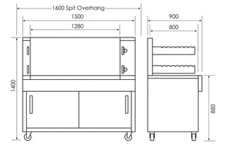 M28C2S 2 Tier Showcooking Charcoal Rotisserie- Semak M28C2S-SEM