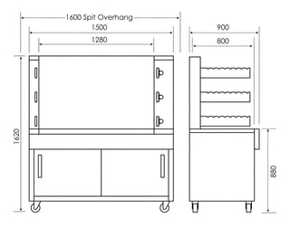 M28C 3 Tier Charcoal Rotisserie- Semak M28C-SEM