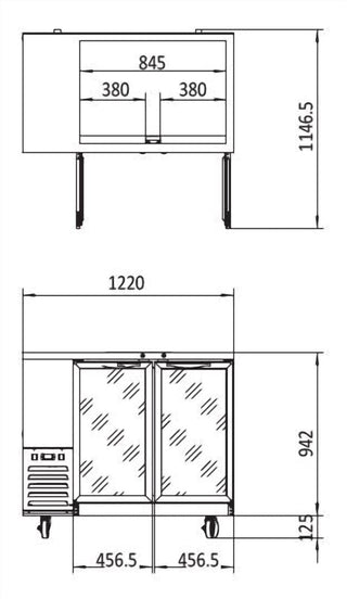 2 Door Bar Fridges 1220mm | Atosa | MBB48G