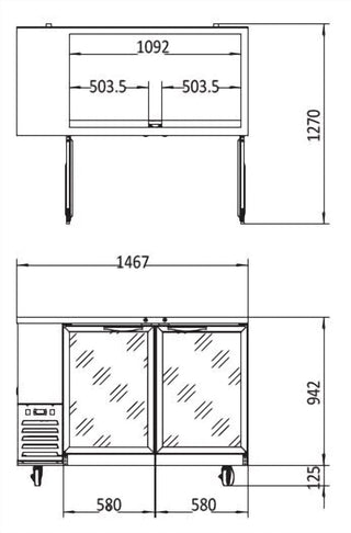 2 Door Bar Fridges 1467mm | Atosa | MBB59G