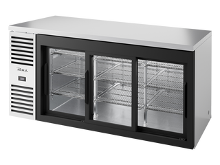 TRUE Reach-In Single Zone 3 Glass Sliding Door Undercounter Refrigerator - Stainless - TBR72-RISZ1-L-S-111-2