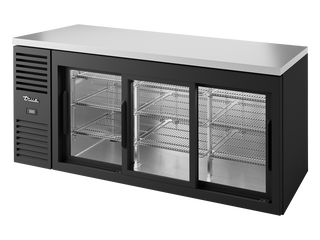 TRUE Reach-In Single Zone 3 Glass Sliding Door Undercounter Refrigerator - Black - TBR72-RISZ1-L-B-111-2