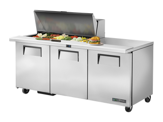 TRUE 3 Mega-Top Solid Door Sandwich/Salad Fridge 1830mm Width - TSSU-72-18M-B-HC