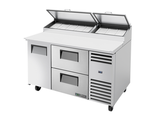 TRUE 1 Solid Door & 2 Drawer Pizza Prep Table with Angled Top 1530mm Width - TPP-AT-60D-2-HC