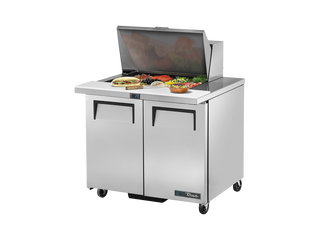TRUE 2 Mega-Top Solid Door Sandwich/Salad Fridge 920mm Width - TSSU-36-12M-B-HC