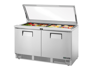 TRUE 2 Door Food Prep Unit with Flat Glass Lid - TFP-64-24M-FGLID-HC