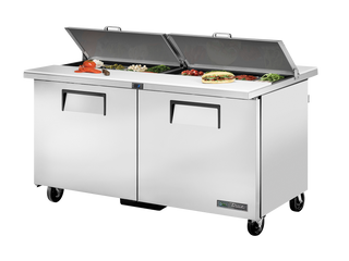 TRUE 2 Dual Sided Solid Door Sandwich/Salad Fridge - TSSU-60-16-DS-ST-HC
