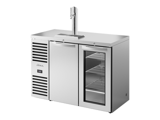 TRUE Reach-In Single Zone 2 Solid/Glass Swing Door Undercounter Refrigerator with Countertop 1200mm Width - Stainless - TDR48-RISZ1-L-S-SG-2