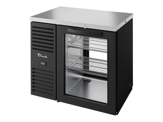 TRUE Pass-Thru Single Zone 1 Glass Swing Door Undercounter Refrigerator - Black - TBR36-PTSZ1-L-B-G-G-2