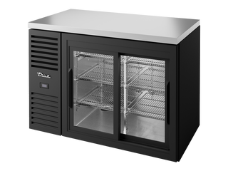 TRUE Reach-In Single Zone 2 Glass Sliding Door Undercounter Refrigerator 1200mm Width - Black - TBR48-RISZ1-L-B-11-2