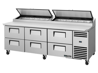 TRUE 6 Drawer Pizza Prep Table with Angled Top - TPP-AT2-93D-6-HC