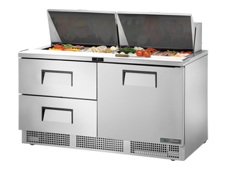 TRUE 2 Drawer & 1 Door Food Prep Fridge 1620mm Width - TFP-64-24M-D-2-HC