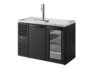 TRUE Reach-In Single Zone 2 Solid/Glass Swing Door Undercounter Refrigerator with Countertop 1200mm Width - Black - TDR48-RISZ1-L-B-SG-2