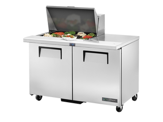 TRUE 2 Mega-Top Solid Door Sandwich/Salad Fridge 1220mm Width - TSSU-48-12M-B-HC