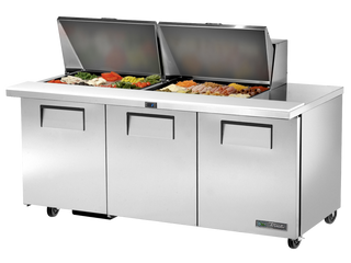 TRUE 3 Mega-Top Solid Door Sandwich/Salad Fridge 1830mm Width - TSSU-72-24M-B-ST-HC