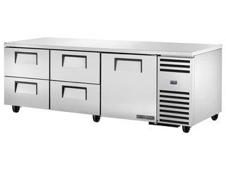 TRUE 1 Solid Door 4 Drawer Undercounter Refrigerator - TUC-93D-4-HC