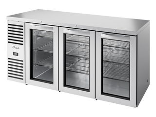 TRUE Reach-In Single Zone 3 Glass Swing Door Undercounter Refrigerator - Stainless - TBR72-RISZ1-L-S-GGG-2