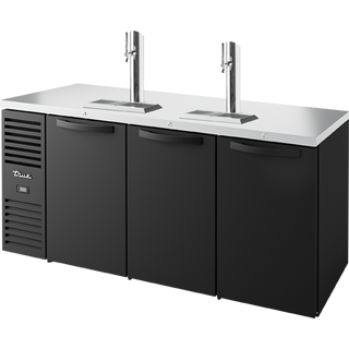TRUE Reach-In Single Zone 3 Solid Swing Door Undercounter Refrigerator with Countertop - Black - TDR72-RISZ1-L-B-SSS-2
