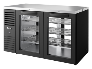 TRUE Pass-Thru Single Zone 2 Glass Swing Door Undercounter Refrigerator - Black - TBR60-PTSZ1-L-B-GG-GG-2